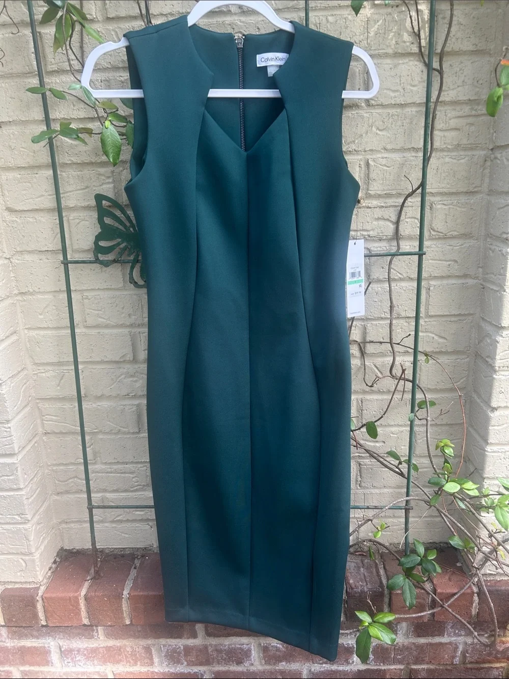 Calvin Klein Teal Green Sleeveless Midi Sheath Dress